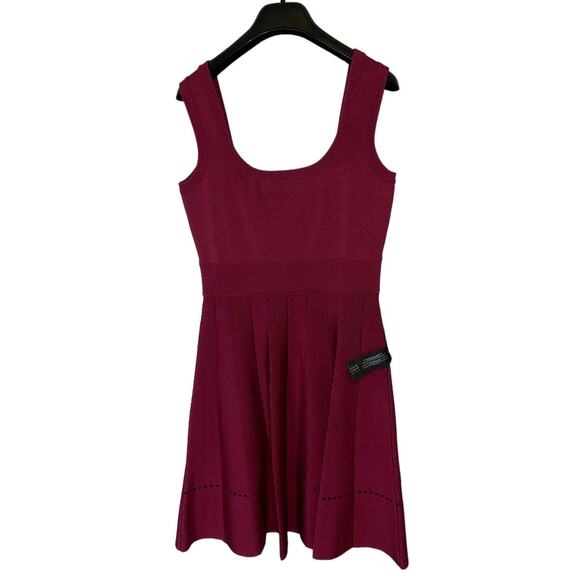 NEW NWT Herve Leger Fit and Flare Maroon Mini Dress Size Large - Picture 3 of 15